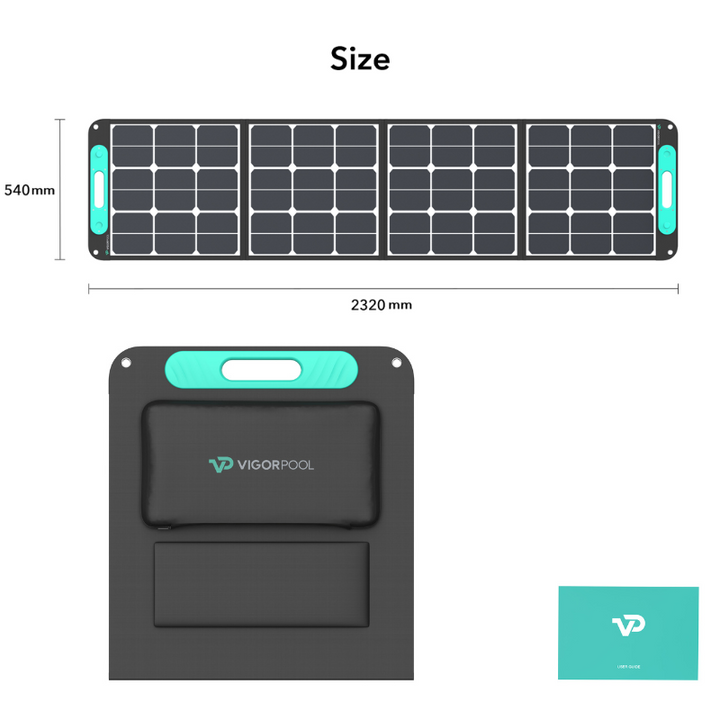 VigorPool 200W Solar Panel with SunPower Cells - Size and Style
